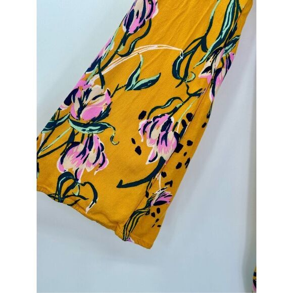Free People size Small Bella Printed Tunic/ Mini Dress in Yellow Floral - Picture 9 of 16